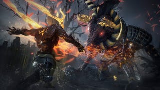 A player in Yokai-form parries a horse demon in Nioh 2.