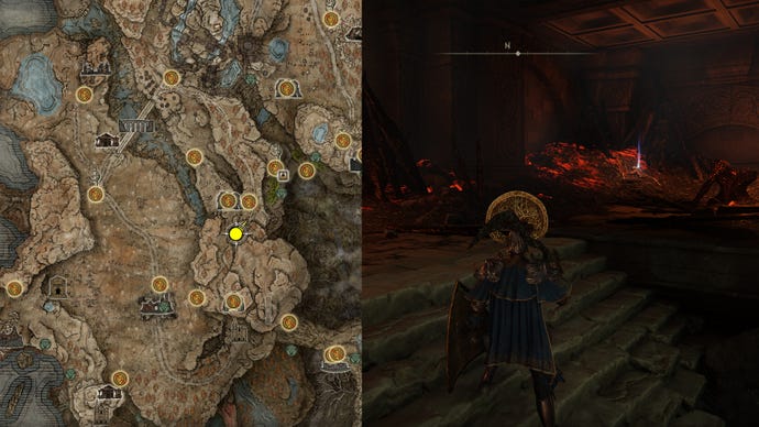 The location of Greater Potentate’s Cookbook [13] in Elden Ring.