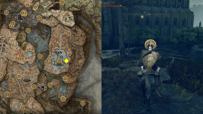 The location of Greater Potentate’s Cookbook [4] in Elden Ring.