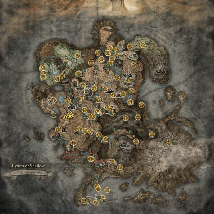 All cookbook locations on the Elden Ring Shadow Of The Erdtree map.