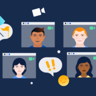 Illustration of several people in video chat windows