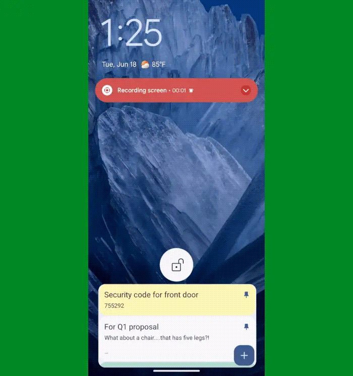 Android lock screen widgets
