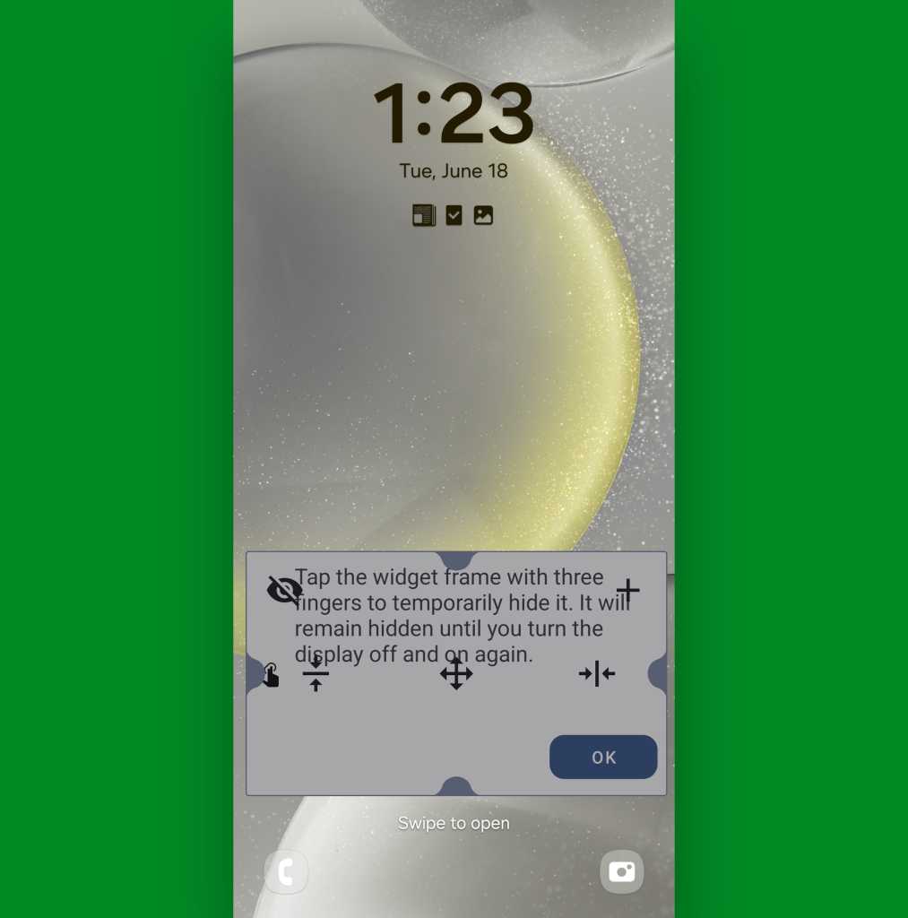 Android lock screen widgets - resize controls