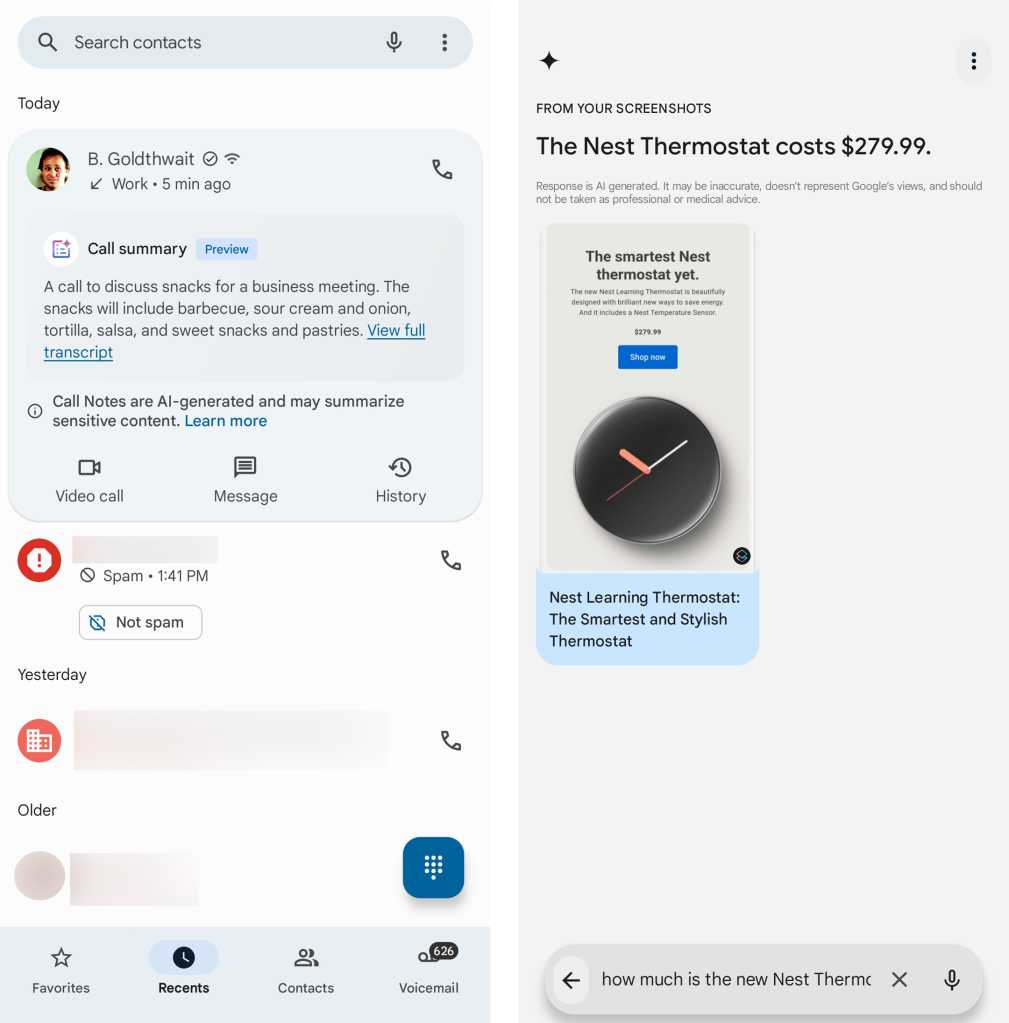 Google Pixel 9: Call Notes, Pixel Screenshots