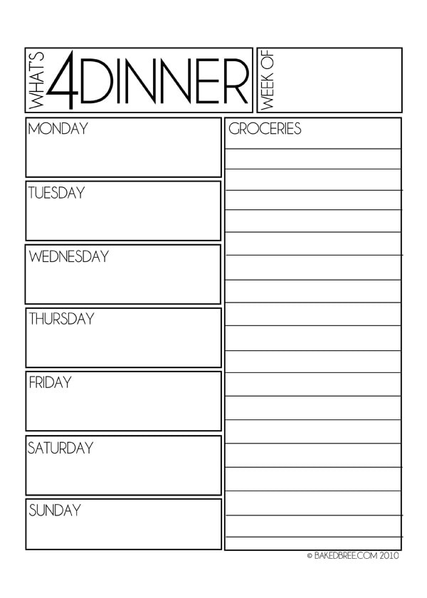 meal planning sheet