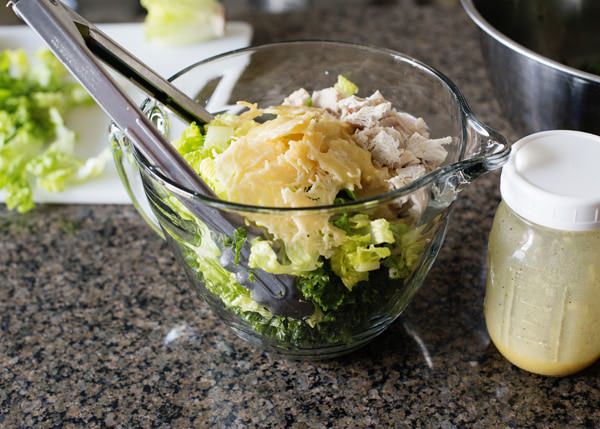 Kale Caesar Salad with Parmesan Crisp Croutons recipe