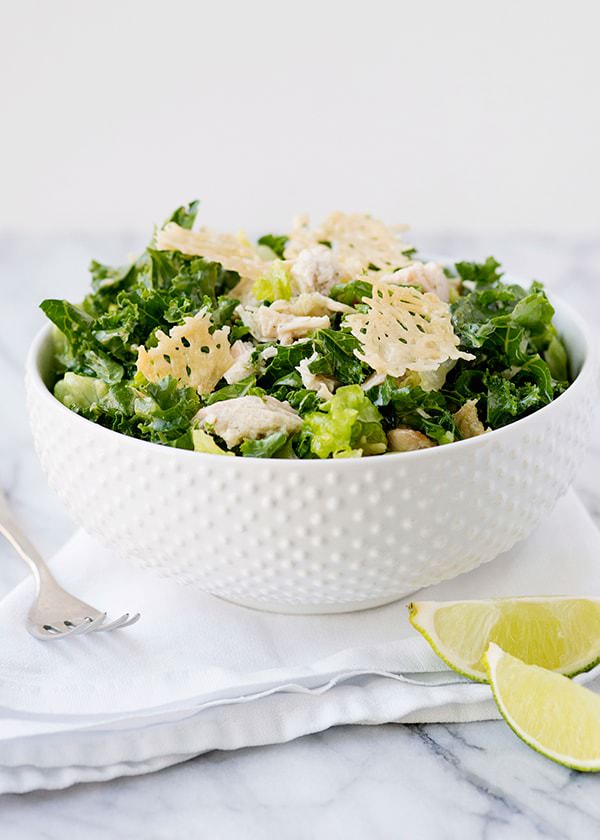 kale caesar salad with parmesan crisp croutons recipe