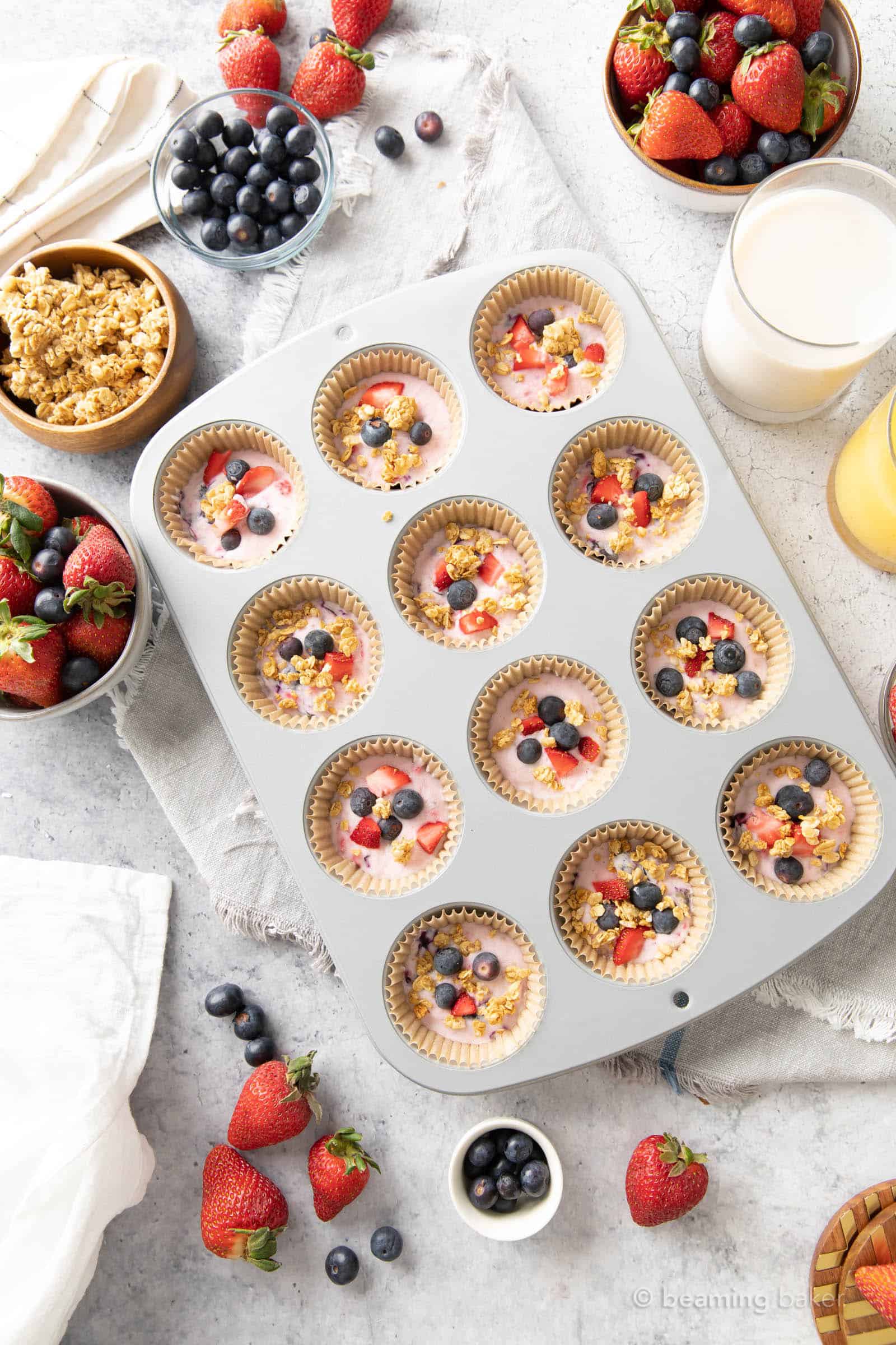 Tray of frozen yogurt bites on the breakfast table