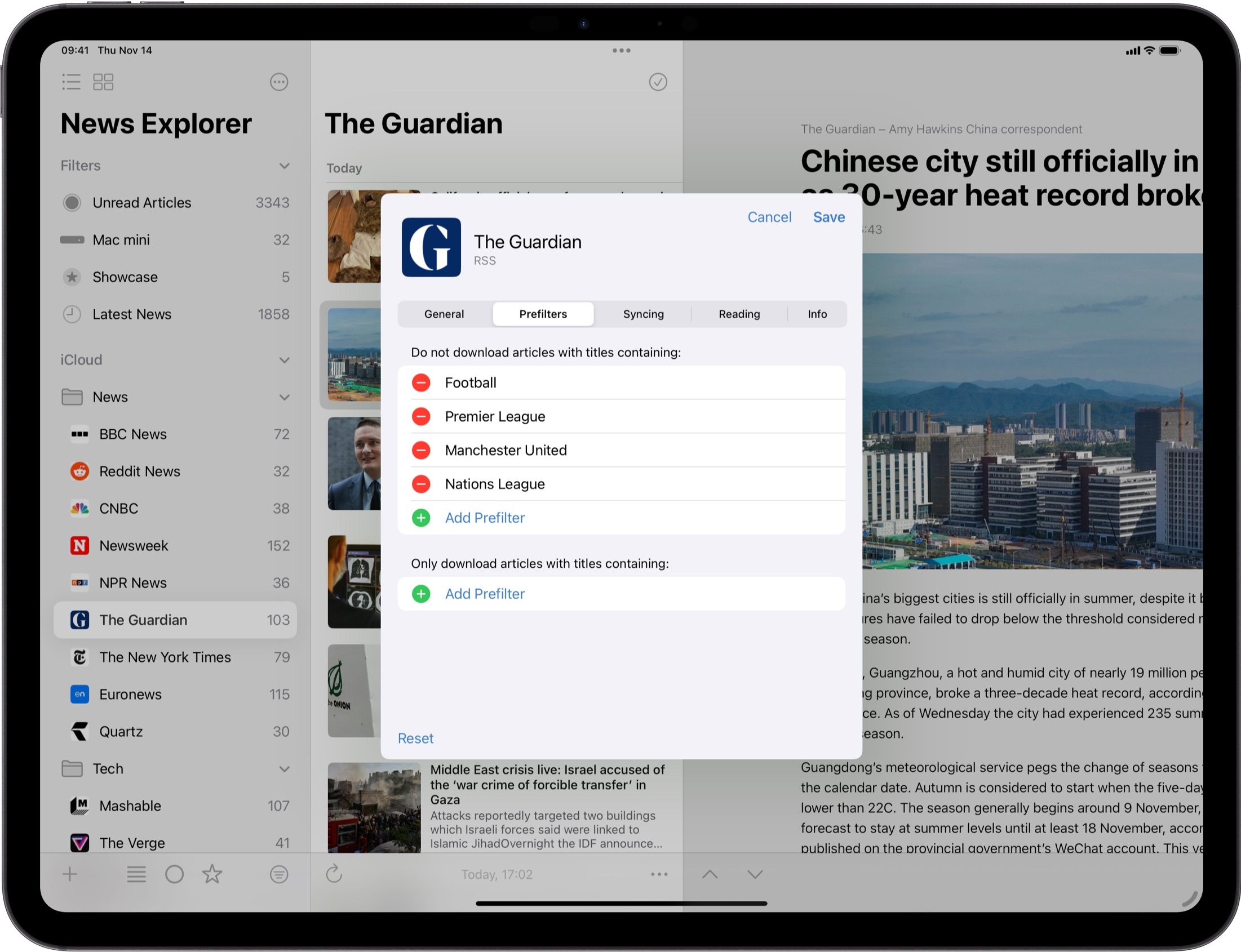 News Explorer Prefilters