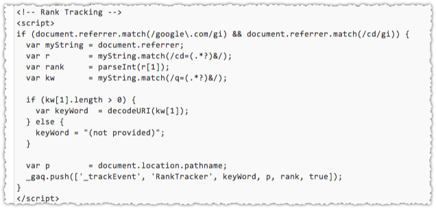 Google Analytics Rank Tracking Code