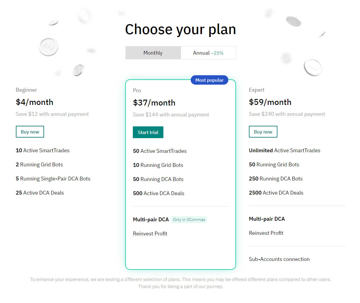 3commas Pricing Plans