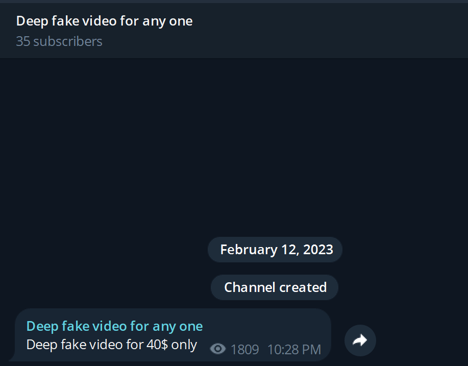 Telegram service Chat for Deepfake