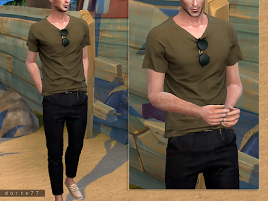 T-Shirt / Belted Slim Pants