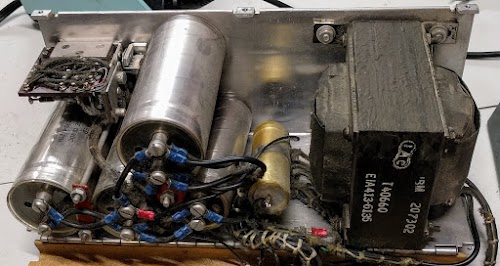 Inside the IBM 1401's -6V power supply.