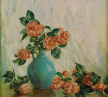 Blue Jug and Camellias