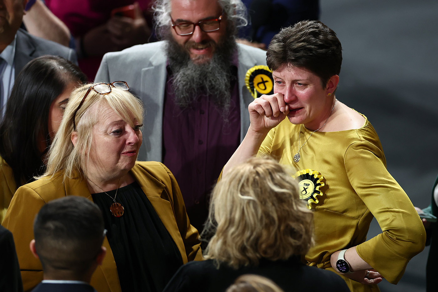 Alison Thewliss of the SNP reacts after losing her seat for Glasgow Central at Emirates Arena - 4 July 2024