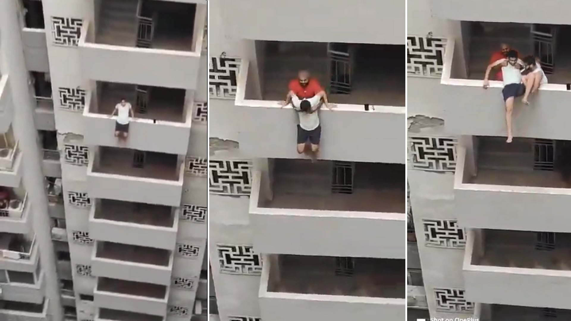 Video : Video: Man Tries To Jump From Noida High-Rise, Residents Pull Him To Safety