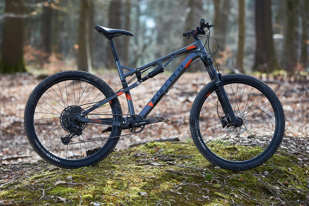 Pack shot of the Carrera Titan X full-suspension mountain bike