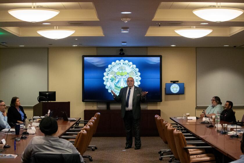 Los Angeles, CA - June 28: Adel Hagekhalil, general manager of the Metropolitan Water District of Southern California, speaks to a group of new managers at MWD headquarters on Wednesday, June 28, 2023 in Los Angeles, CA. (Brian van der Brug / Los Angeles Times)