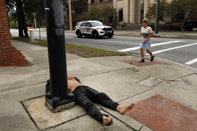 Jacksonville, Florida-July12, 2023-Volunteers and outreach workers in Jacksonville, Florida counted 1,247 people on streets and in shelters during the region's most recent homeless census. Jacksonville has reduced its official homeless population by more than half over the last decade. Jacksonville, Florida homeless advocates are making every effort to keep up with the housing needs of locals and incoming residents of the city. (Carolyn Cole / Los Angeles Times)