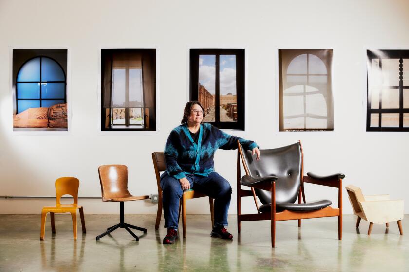 Photographer and artist Catherine Opie and her portrait chairs.