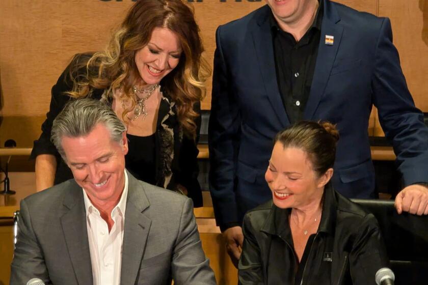 Gov. Gavin Newsom signed bills at SAG-AFTRA's headquarters. 