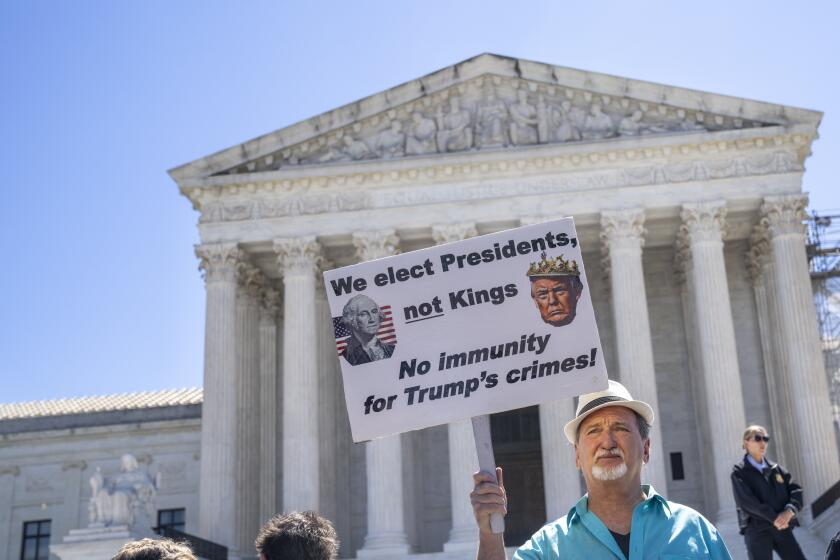 Gary Roush, of College Park, Md., protests outside of the Supreme Court, Monday, July 1, 2024, after court decisions were announced in Washington. (AP Photo/Jacquelyn Martin)