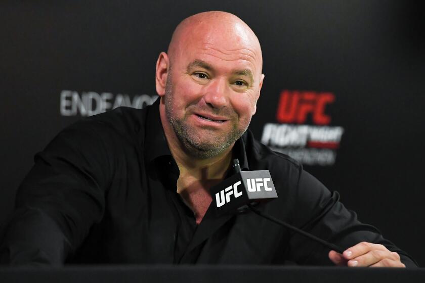 SHENZHEN, CHINA - AUGUST 31: UFC President Dana White attends the press conference after the UFC Fight Night event at Shenzhen Universiade Sports Centre on August 31, 2019 in Shenzhen, China. (Photo by Zhe Ji/Getty Images)