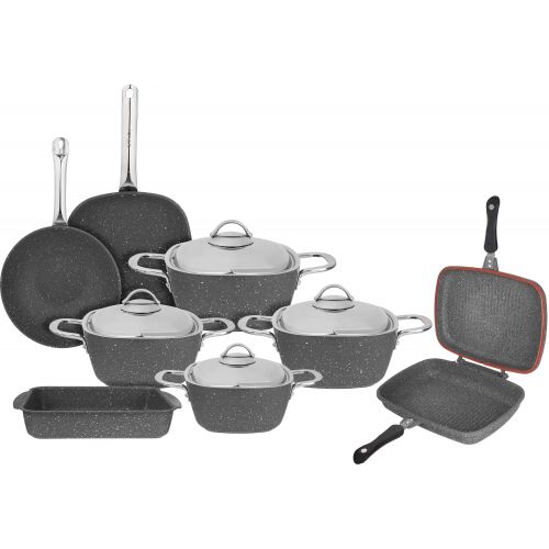 Saflon Granite Cookware Set 12 Pcs Gray SA-12GR