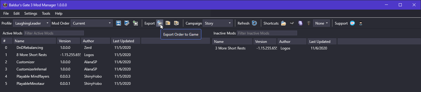 Exporting Load Orders