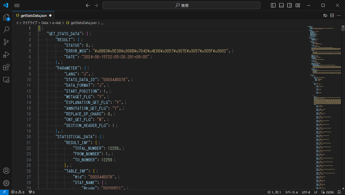 JSONファイルが整形された