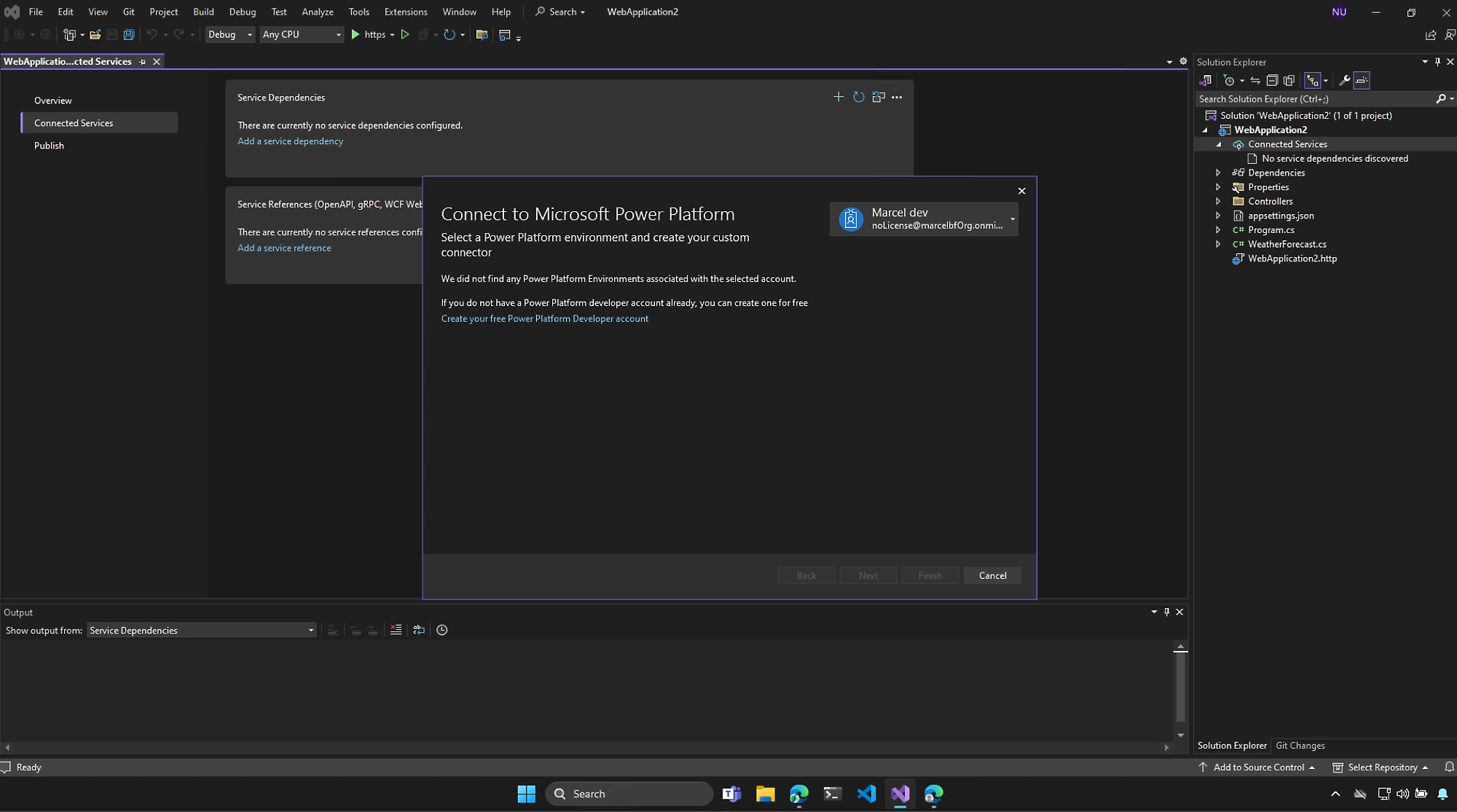 Captura de pantalla del editor de Visual Studio de Adobe.