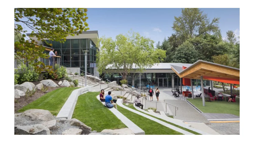 View of the Microsoft campus in Redmond, Washington