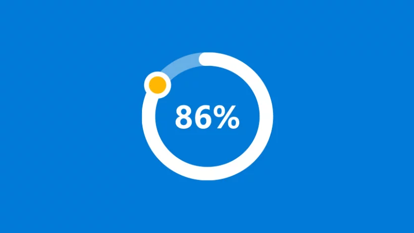 Une ligne formant un cercle dont 86 % sont entourés en blanc. À l’intérieur du cercle se trouve la statistique 86 %.