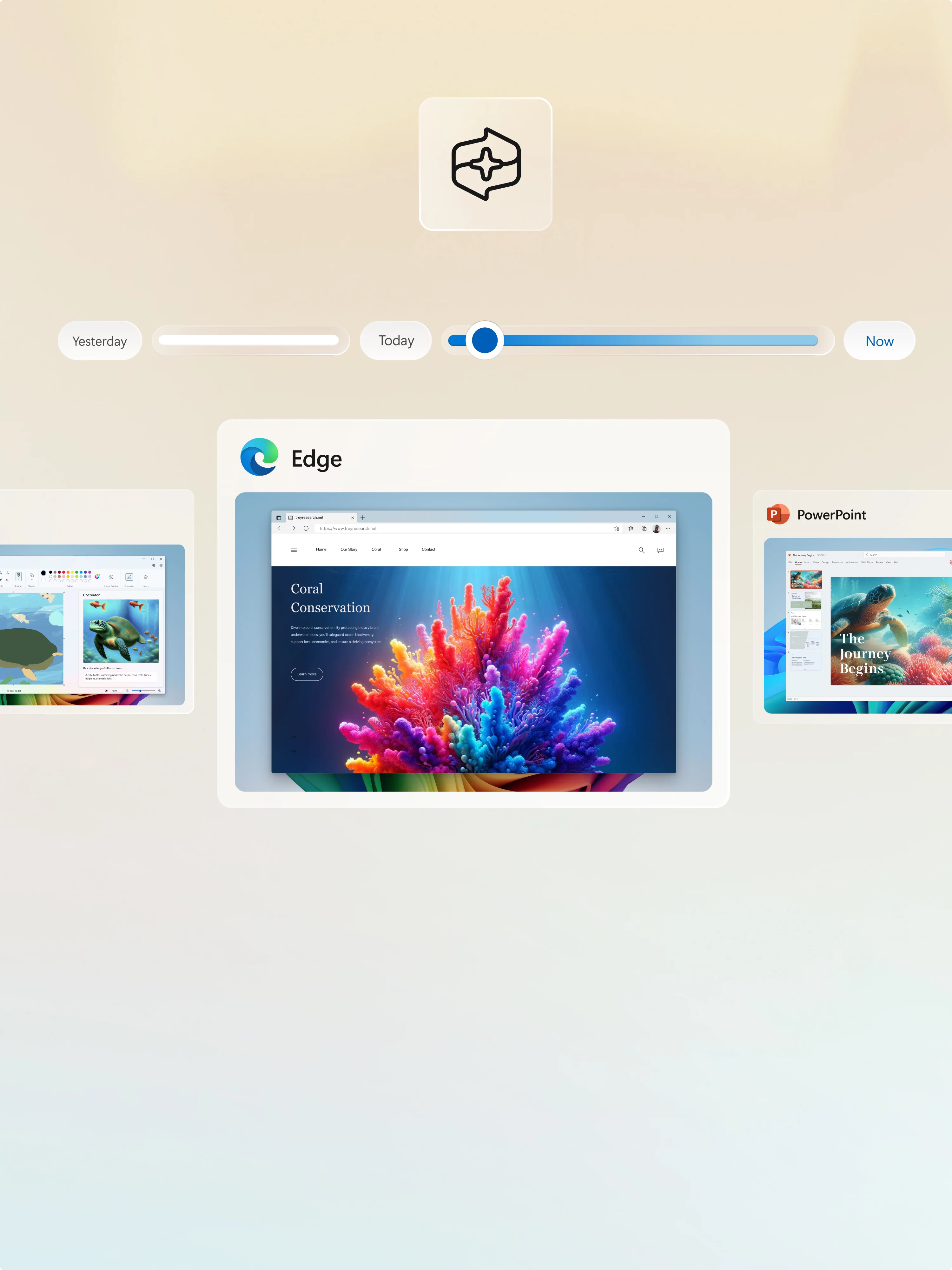 PowerPoint logs un divi Microsoft Edge logi