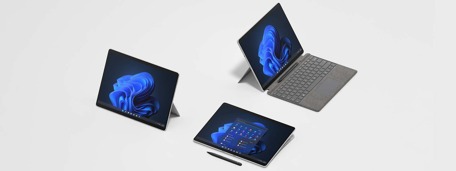 Rendering di Surface Pro 8 in varie modalità di utilizzo