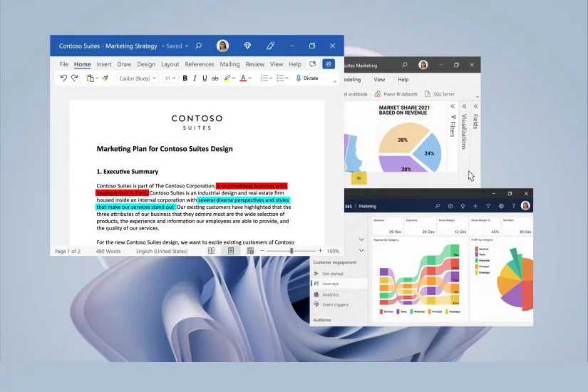 La funzionalità layout affiancati utilizzata su un dispositivo Surface Pro 9