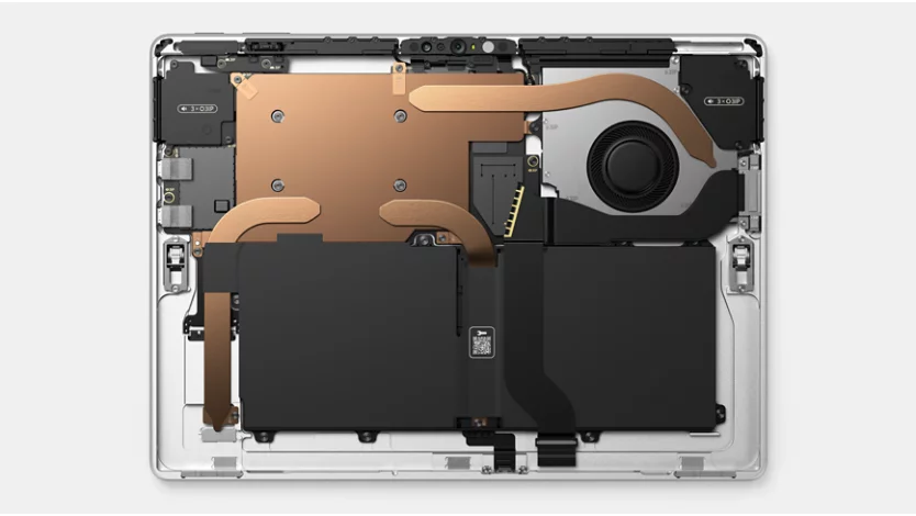 Image of the inside of a Surface Pro showcasing the chip