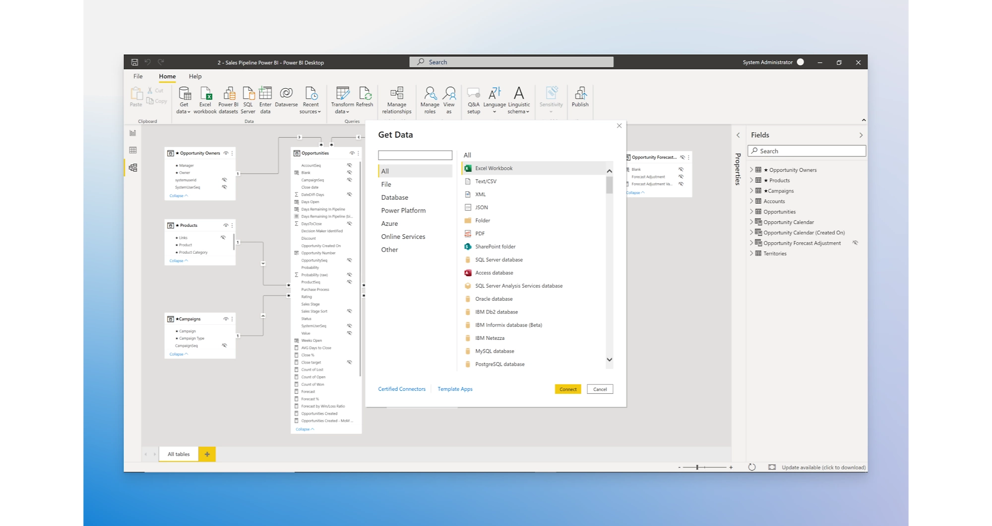 Diagrama de ER para obtener datos de Power BI