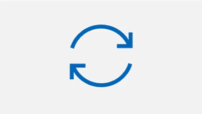 Blue icon of two arrows pointing in a loop of each other