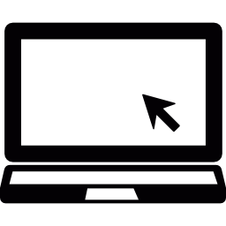 Laptop with mouse cursor icon