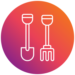 Shovel and rake icon