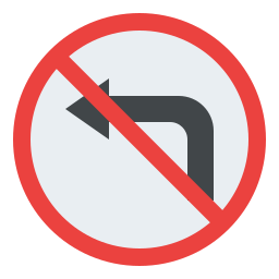 No turn left icon