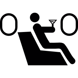 mann, der im flugzeug trinkt icon