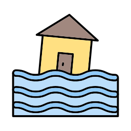 Flooded house icon