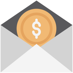 Coin in envelope icon