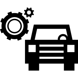 Car with cogwheels icon