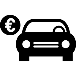 Car with euro symbol icon