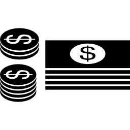 Stack of Dollar Bills and coins icon