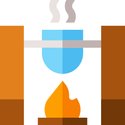 Pot on fire icon